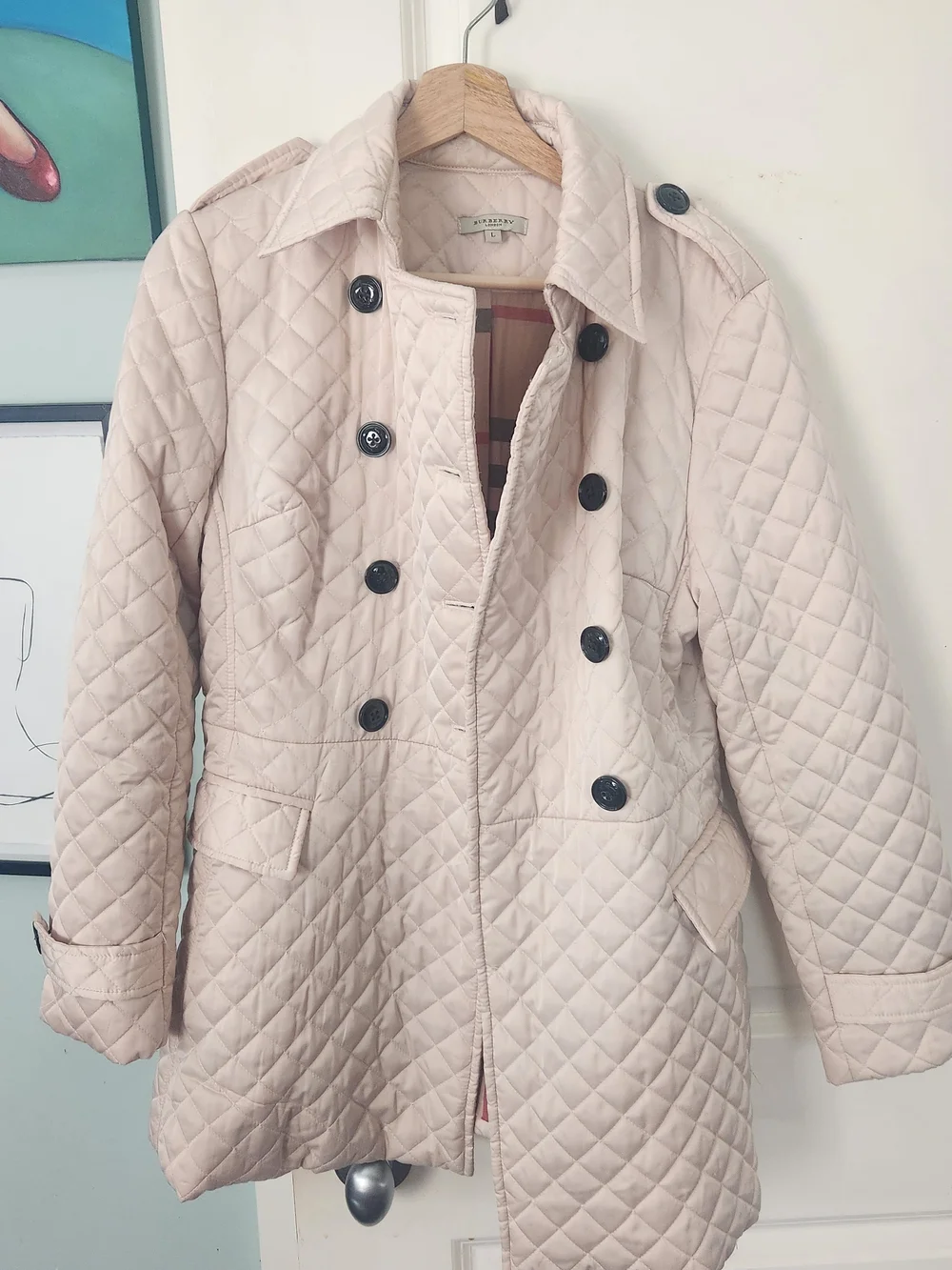 Burberry ivory Quilted Trench Coat - Picture 9 of 11